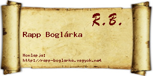 Rapp Boglárka névjegykártya